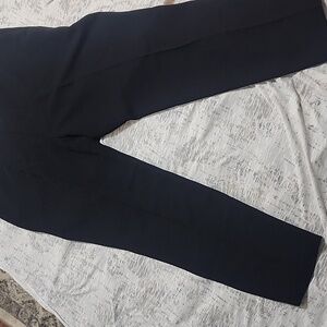 Kate Hill black dress slack with deep red pinstrip.